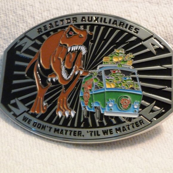 T-Rex Dinosaur Ninja Turtles Mystery Machine Box Frame Belt Buckle US DOD Coins - Picture 1 of 9